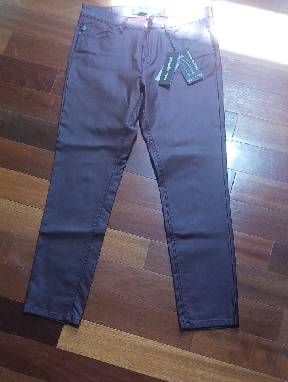 Karl Lagerfeld Women's Skinny Jeans in Brown,leather Like Material